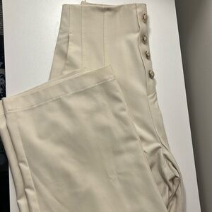 White wide leg trouser with button detail